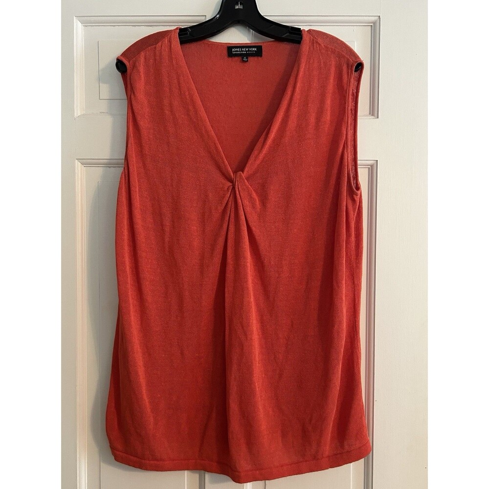 JONES NEW YORK COLLECTION Plus Size Linen/Nylon Sleeveless Top 1X